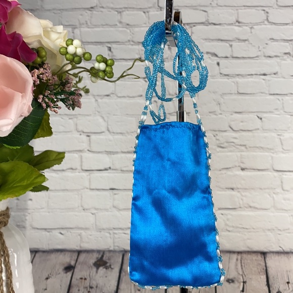 BEAUTIFULLY Beaded Blue/White Shoulder/Crossbody Mini Bag - Picture 4 of 17